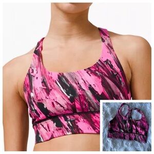 Lululemon Athletica Pink and Black Abstract Sports Bra